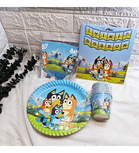 Bluey Temalı Doğum Günü Süsleri Bluey Bingo Doğum Günü Parti Seti 8 Kişilik-