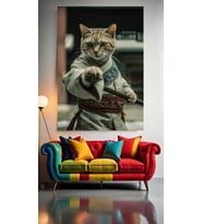SENSEİ KEDİ V1 Ev Duvar Salon Güzellik Salonu Ofis Dükkan Dekarasyon Kanvas Tablo (Çok Renkli)