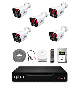 UPTECH 5 Kameralı Güvenlik Kamera Seti 2MP 1080P Full HD 6 Atom LED Gece Görüşlü 1 TB HDD 5525
