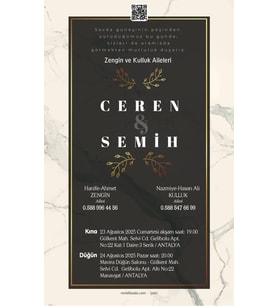 Nikah Düğün Nişan Kına Davetiyesi Beyaz Zarflı 5061 Kodlu