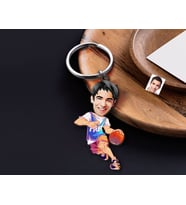 BK Gift Kişiye Özel Basketbolcu Karikatürlü Ahşap Anahtarlık-2 Sevgiliye Hediye, Arkadaşa Hediye, Doğum Günü Hediyesi