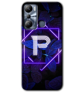 İnfinix Hot 20i Kılıf HD Desen Baskılı Kılıf - Dark Neon Yaprak P Harfi
