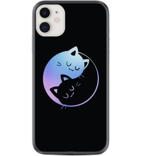 Apple iPhone 11 12 13 Mini Kılıf Desemli Silikon Love Cats 1604