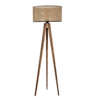 TRİPOD LAMBADER YANIK SİLİNDİR RATTAN ABAJURLU