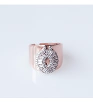 Ö Harfi Baget Taşlı Rose Gold Kaplama Gümüş Yüzük