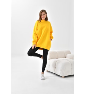 Ftz Women Kadın Oversize 3 İp Şardonlu Sweatshirt Sarı 10001