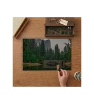 Çam Ağaçları - Göl - Köprü Tasarımı 240 parça Ahşap Puzzle Ahşap Kutuda MP01044