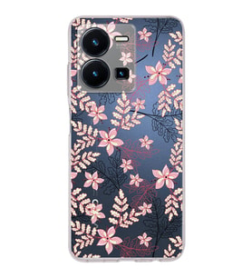 PrintiFy Vivo Y22s Uyumlu Kamera Korumalı Floral Kırmızı Tasarımlı Şeffaf Silikon Kılıf