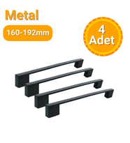 4 Adet Kare Mat Siyah Metal Mobilya Kulpu 160mm - 192mm
