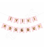 İyiki Doğdun Banner Pembe - Gold