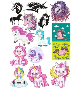 Sevimli Unicorn Sticker Set 5 15 Parça Telefon, Tablet, Defter, Laptop Sticker