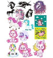 Sevimli Unicorn Sticker Set 5 15 Parça Telefon, Tablet, Defter, Laptop Sticker