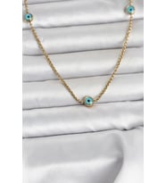 316L Çelik Gold Renk Nazarlı Model Kadın Kolye 5886 - HPSBYI7533-3857