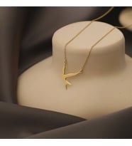 Kişiye Özel Zarif Minimal Kuş Kolye 925K Gümüş (Gold)