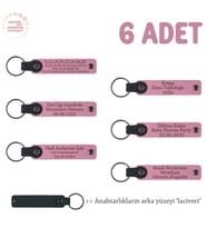 Pembe & Laci, Mini Kutlamalar İçin Unutulmaz Hediye, 6'lı Set, Kişiye Özel Yazılı Deri Anahtarlık