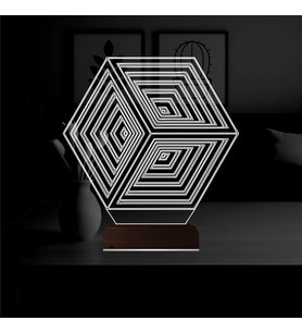 Luvivia Geometrik Küp 3D Lamba - Masa Gece Lambası