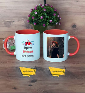 İngilizce Öğretmeni Kupa Bardak Turuncu Fotoğraflı Öğretmenler Günü Hediyesi