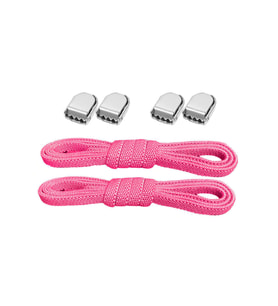 Akıllı Kilitli Ayarlanabilir 1 Çift Fuşya Pembe 6 MM Lastik Pratik Bağcık