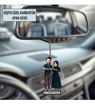 Sevgiliye Özel Karikatür Ayna Süsü – Sevgililer Günü Hediyesi Araç İçi Süs