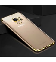 Samsung Galaxy J6 İnce Köşeleri Renkli Şeffaf Kaliteli Kılıf (Gold)