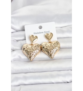 316L Çelik Gold Renk Kalp Model Kadın Küpe TJ-BKP11825