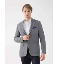 Gri Erkek Slim Fit Desenli Mono Yaka Ceket