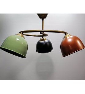 RİOLİGHT MODERN ÜÇLÜ RENKLİ BAŞLIK METAL SARKIT AVİZE (Eskitme Altın)