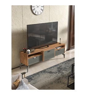Tv Sehpası Tv Ünitesi 160 Cm Atlantik Çam Antrasit Mistral 5071
