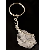 Sertifikalı Tel Sargılı Ham Işlenmemiş Kristal Kuvars Taşı Anahtarlık (Çok Renkli)