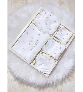 MİLAYS KIZ BEBEK BEYAZ BE HAPPY NAKIŞLI FİSTOLU LÜX 10 LU HASTANE ÇIKIŞI