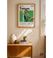 Tatum Basketbol Posteri, Ahşap Çerçeveli Duvar Tablosu - Spor Severlere Hediye