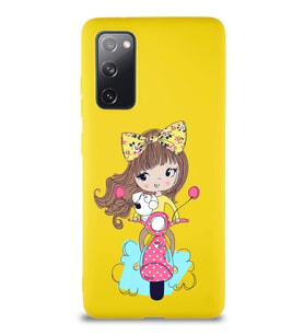 Samsung Galaxy S20 FE Soft Premier Kapak Vespagirl Tasarımlı Silikon Kılıf - Sarı (Şeffaf)