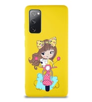 Samsung Galaxy S20 FE Soft Premier Kapak Vespagirl Tasarımlı Silikon Kılıf - Sarı (Şeffaf)