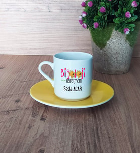Biyoloji Öğretmeni Türk Kahvesi Fincanı Sarı Öğretmenler Günü Hediyesi