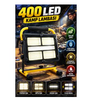 400 LED Solar Kamp Lambası – USB Şarj ve Powerbank Özellikli 4 Modlu Aydınlatma