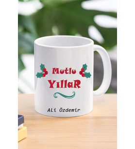 mutlu yıllar özel tasarım kupa bardak