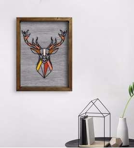 BK Home Geyik Tasarımlı Doğal Masif Ahşap Çerçeveli Tablo 45x65cm-2