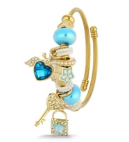 Forentina Gold Renk Mavi Taşlı Charm Bileklik PS4184