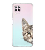 Huawei P40 Lite Uyumlu Köşe Korumalı Antişok Kapak Catface Tasarımlı Şeffaf Silikon Kılıf