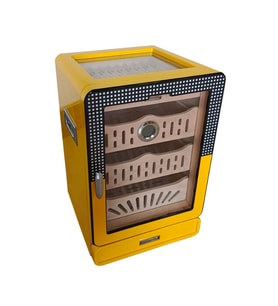 Cohiba Desenli Aksesuar Çekmeceli Camlı Sedir Humidor Puro Kutusu - TR8821