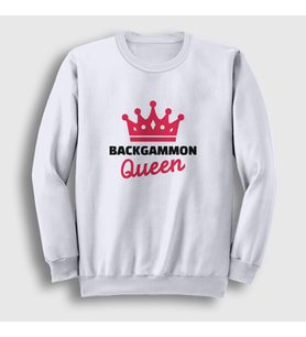 Presmono Unisex Beyaz Backgammon Queen Tavla Kraliçesi Oyun Sweatshirt 417559tt (Beyaz)