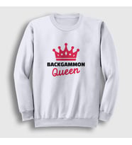 Presmono Unisex Beyaz Backgammon Queen Tavla Kraliçesi Oyun Sweatshirt 417559tt (Beyaz)