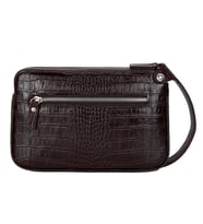 KANGAROO KINGDOM Hakiki Dana Deri Kroko Koyu Kahverengi Erkek Portföy & Clutch El Çantası 1285-CK (Kahverengi)