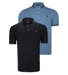 İKİLİ SET T8586 DEWBERRY ERKEK T-SHIRT-SİYAH-İNDİGO