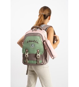 Ventis Unisex Okul Çantası Lise Ortaokul 2'li Set Kalemlikli Sırt Çantası 43*30 Cm Çok Cepli Vnt1-D