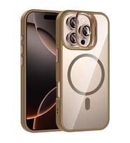 Coverzone iPhone 16 Pro ile Uyumlu Z-Etro MagSafe Wireless ?arj Destekli, G��l� Manyetik Tutucu, Stand Olabilen, Kamera Lens Hediyeli Koruyucu K?l?f Desert Titanyum