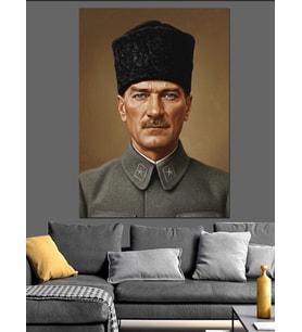 Mustafa Kemal Atatürk'Ün Portresi Dekoratif Kanvas - Mdf Ahşap Tablo