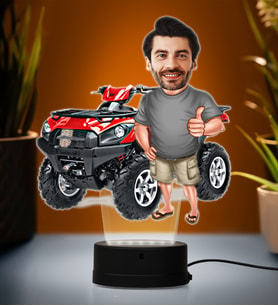 Doğum Günü Hediyesi,Sevgiliye Hediye, Kişiye Özel Fotoğraflı Atv Tasarımlı Karikatür 3D Led Lamba (Beyaz)