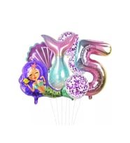 Deniz Kızı Kuyruğu Deniz Kabuğu Gökkuşağı Rakam Balon Pullu Şeffaf Balonlu Deniz Kızı Konsepti