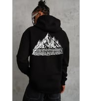 Erkek Nihilist Penguen Temalı Oversize Kapüşonlu Sweatshirt - Siyah